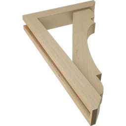 Ekena Millwork - BKTUR0352X18X30OLY06RCPR - Timberthane Faux Wood Olympic Style Bracket w/ Offset Brace, Slat Ends, 3 1/2"W x 18"D x 30"H, Primed Tan