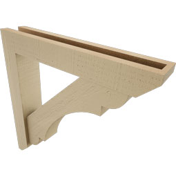 Ekena Millwork - BKTUR0352X20X20OLY06RCPR - Timberthane Faux Wood Olympic Style Bracket w/ Offset Brace, Slat Ends, 3 1/2"W x 20"D x 20"H, Primed Tan