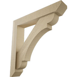 Ekena Millwork - BKTUR0352X20X20OLY06RCPR - Timberthane Faux Wood Olympic Style Bracket w/ Offset Brace, Slat Ends, 3 1/2"W x 20"D x 20"H, Primed Tan