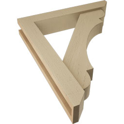 Ekena Millwork - BKTUR0352X20X24OLY06RCPR - Timberthane Faux Wood Olympic Style Bracket w/ Offset Brace, Slat Ends, 3 1/2"W x 20"D x 24"H, Primed Tan