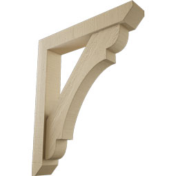 Ekena Millwork - BKTUR0352X20X24OLY06RCPR - Timberthane Faux Wood Olympic Style Bracket w/ Offset Brace, Slat Ends, 3 1/2"W x 20"D x 24"H, Primed Tan