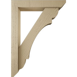 Ekena Millwork - BKTUR0352X20X28OLY06RCPR - Timberthane Faux Wood Olympic Style Bracket w/ Offset Brace, Slat Ends, 3 1/2"W x 20"D x 28"H, Primed Tan
