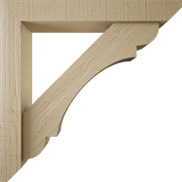 Ekena Millwork - BKTUR0352X22X22OLY06RCPR - Timberthane Faux Wood Olympic Style Bracket w/ Offset Brace, Slat Ends, 3 1/2"W x 22"D x 22"H, Primed Tan