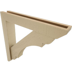 Ekena Millwork - BKTUR0352X22X22OLY06RCPR - Timberthane Faux Wood Olympic Style Bracket w/ Offset Brace, Slat Ends, 3 1/2"W x 22"D x 22"H, Primed Tan
