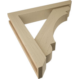 Ekena Millwork - BKTUR0352X22X22OLY06RCPR - Timberthane Faux Wood Olympic Style Bracket w/ Offset Brace, Slat Ends, 3 1/2"W x 22"D x 22"H, Primed Tan