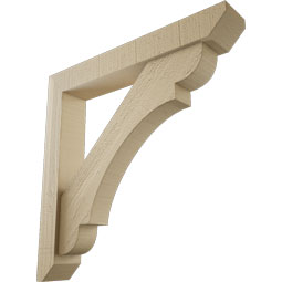 Ekena Millwork - BKTUR0352X22X22OLY06RCPR - Timberthane Faux Wood Olympic Style Bracket w/ Offset Brace, Slat Ends, 3 1/2"W x 22"D x 22"H, Primed Tan