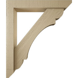 Ekena Millwork - BKTUR0352X22X26OLY06RCPR - Timberthane Faux Wood Olympic Style Bracket w/ Offset Brace, Slat Ends, 3 1/2"W x 22"D x 26"H, Primed Tan