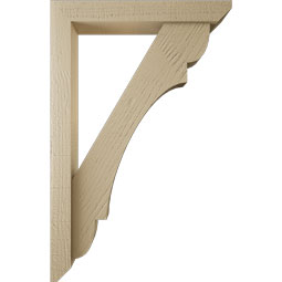 Ekena Millwork - BKTUR0352X22X34OLY06RCPR - Timberthane Faux Wood Olympic Style Bracket w/ Offset Brace, Slat Ends, 3 1/2"W x 22"D x 34"H, Primed Tan