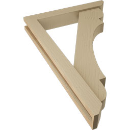 Ekena Millwork - BKTUR0352X22X34OLY06RCPR - Timberthane Faux Wood Olympic Style Bracket w/ Offset Brace, Slat Ends, 3 1/2"W x 22"D x 34"H, Primed Tan