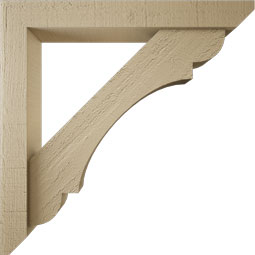 Ekena Millwork - BKTUR0352X24X24OLY06RCPR - Timberthane Faux Wood Olympic Style Bracket w/ Offset Brace, Slat Ends, 3 1/2"W x 24"D x 24"H, Primed Tan