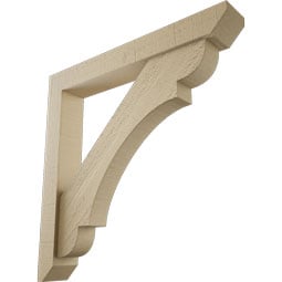 Ekena Millwork - BKTUR0352X24X24OLY06RCPR - Timberthane Faux Wood Olympic Style Bracket w/ Offset Brace, Slat Ends, 3 1/2"W x 24"D x 24"H, Primed Tan
