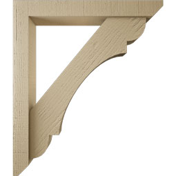 Ekena Millwork - BKTUR0352X24X28OLY06RCPR - Timberthane Faux Wood Olympic Style Bracket w/ Offset Brace, Slat Ends, 3 1/2"W x 24"D x 28"H, Primed Tan