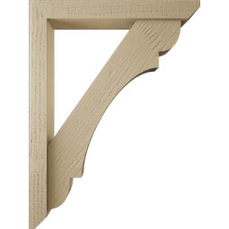 Ekena Millwork - BKTUR0352X24X32OLY06RCPR - Timberthane Faux Wood Olympic Style Bracket w/ Offset Brace, Slat Ends, 3 1/2"W x 24"D x 32"H, Primed Tan