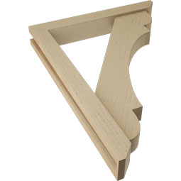 Ekena Millwork - BKTUR0352X24X32OLY06RCPR - Timberthane Faux Wood Olympic Style Bracket w/ Offset Brace, Slat Ends, 3 1/2"W x 24"D x 32"H, Primed Tan