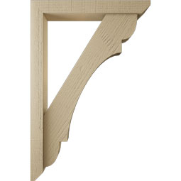 Ekena Millwork - BKTUR0352X24X36OLY06RCPR - Timberthane Faux Wood Olympic Style Bracket w/ Offset Brace, Slat Ends, 3 1/2"W x 24"D x 36"H, Primed Tan