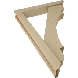 Ekena Millwork - BKTUR0352X24X36OLY06RCPR - Timberthane Faux Wood Olympic Style Bracket w/ Offset Brace, Slat Ends, 3 1/2"W x 24"D x 36"H, Primed Tan