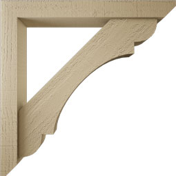 Ekena Millwork - BKTUR0352X26X26OLY06RCPR - Timberthane Faux Wood Olympic Style Bracket w/ Offset Brace, Slat Ends, 3 1/2"W x 26"D x 26"H, Primed Tan