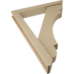 Ekena Millwork - BKTUR0352X26X34OLY06RCPR - Timberthane Faux Wood Olympic Style Bracket w/ Offset Brace, Slat Ends, 3 1/2"W x 26"D x 34"H, Primed Tan