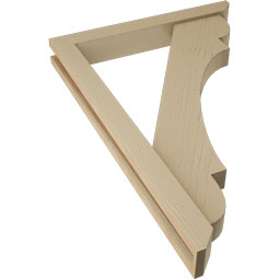 Ekena Millwork - BKTUR0352X26X38OLY06RCPR - Timberthane Faux Wood Olympic Style Bracket w/ Offset Brace, Slat Ends, 3 1/2"W x 26"D x 38"H, Primed Tan