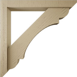 Ekena Millwork - BKTUR0352X28X28OLY06RCPR - Timberthane Faux Wood Olympic Style Bracket w/ Offset Brace, Slat Ends, 3 1/2"W x 28"D x 28"H, Primed Tan