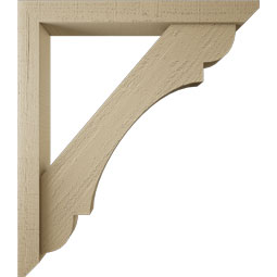 Ekena Millwork - BKTUR0352X28X32OLY06RCPR - Timberthane Faux Wood Olympic Style Bracket w/ Offset Brace, Slat Ends, 3 1/2"W x 28"D x 32"H, Primed Tan
