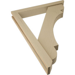 Ekena Millwork - BKTUR0352X28X36OLY06RCPR - Timberthane Faux Wood Olympic Style Bracket w/ Offset Brace, Slat Ends, 3 1/2"W x 28"D x 36"H, Primed Tan