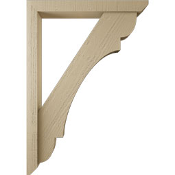 Ekena Millwork - BKTUR0352X28X40OLY06RCPR - Timberthane Faux Wood Olympic Style Bracket w/ Offset Brace, Slat Ends, 3 1/2"W x 28"D x 40"H, Primed Tan