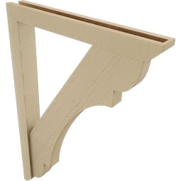 Ekena Millwork - BKTUR0352X28X40OLY06RCPR - Timberthane Faux Wood Olympic Style Bracket w/ Offset Brace, Slat Ends, 3 1/2"W x 28"D x 40"H, Primed Tan