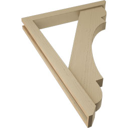 Ekena Millwork - BKTUR0352X28X40OLY06RCPR - Timberthane Faux Wood Olympic Style Bracket w/ Offset Brace, Slat Ends, 3 1/2"W x 28"D x 40"H, Primed Tan