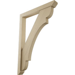 Ekena Millwork - BKTUR0352X28X40OLY06RCPR - Timberthane Faux Wood Olympic Style Bracket w/ Offset Brace, Slat Ends, 3 1/2"W x 28"D x 40"H, Primed Tan
