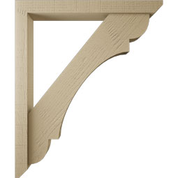 Ekena Millwork - BKTUR0352X30X36OLY06RCPR - Timberthane Faux Wood Olympic Style Bracket w/ Offset Brace, Slat Ends, 3 1/2"W x 30"D x 36"H, Primed Tan