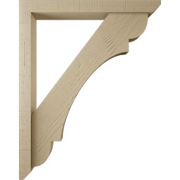 Ekena Millwork - BKTUR0352X30X38OLY06RCPR - Timberthane Faux Wood Olympic Style Bracket w/ Offset Brace, Slat Ends, 3 1/2"W x 30"D x 38"H, Primed Tan