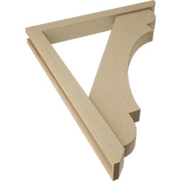 Ekena Millwork - BKTUR0352X30X38OLY06RCPR - Timberthane Faux Wood Olympic Style Bracket w/ Offset Brace, Slat Ends, 3 1/2"W x 30"D x 38"H, Primed Tan