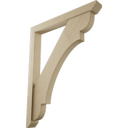 Ekena Millwork - BKTUR0352X30X38OLY06RCPR - Timberthane Faux Wood Olympic Style Bracket w/ Offset Brace, Slat Ends, 3 1/2"W x 30"D x 38"H, Primed Tan