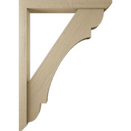 Ekena Millwork - BKTUR0352X30X42OLY06RCPR - Timberthane Faux Wood Olympic Style Bracket w/ Offset Brace, Slat Ends, 3 1/2"W x 30"D x 42"H, Primed Tan