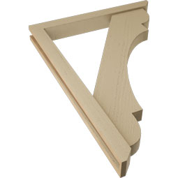 Ekena Millwork - BKTUR0352X30X42OLY06RCPR - Timberthane Faux Wood Olympic Style Bracket w/ Offset Brace, Slat Ends, 3 1/2"W x 30"D x 42"H, Primed Tan