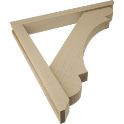 Ekena Millwork - BKTUR0352X32X32OLY06RCPR - Timberthane Faux Wood Olympic Style Bracket w/ Offset Brace, Slat Ends, 3 1/2"W x 32"D x 32"H, Primed Tan