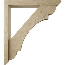Ekena Millwork - BKTUR0352X32X36OLY06RCPR - Timberthane Faux Wood Olympic Style Bracket w/ Offset Brace, Slat Ends, 3 1/2"W x 32"D x 36"H, Primed Tan