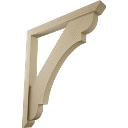 Ekena Millwork - BKTUR0352X32X36OLY06RCPR - Timberthane Faux Wood Olympic Style Bracket w/ Offset Brace, Slat Ends, 3 1/2"W x 32"D x 36"H, Primed Tan