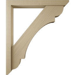 Ekena Millwork - BKTUR0352X32X38OLY06RCPR - Timberthane Faux Wood Olympic Style Bracket w/ Offset Brace, Slat Ends, 3 1/2"W x 32"D x 38"H, Primed Tan