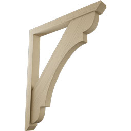 Ekena Millwork - BKTUR0352X32X38OLY06RCPR - Timberthane Faux Wood Olympic Style Bracket w/ Offset Brace, Slat Ends, 3 1/2"W x 32"D x 38"H, Primed Tan
