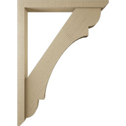 Ekena Millwork - BKTUR0352X32X44OLY06RCPR - Timberthane Faux Wood Olympic Style Bracket w/ Offset Brace, Slat Ends, 3 1/2"W x 32"D x 44"H, Primed Tan