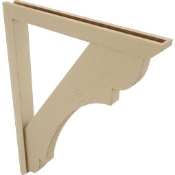 Ekena Millwork - BKTUR0352X32X44OLY06RCPR - Timberthane Faux Wood Olympic Style Bracket w/ Offset Brace, Slat Ends, 3 1/2"W x 32"D x 44"H, Primed Tan