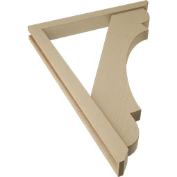 Ekena Millwork - BKTUR0352X32X44OLY06RCPR - Timberthane Faux Wood Olympic Style Bracket w/ Offset Brace, Slat Ends, 3 1/2"W x 32"D x 44"H, Primed Tan