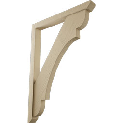 Ekena Millwork - BKTUR0352X32X44OLY06RCPR - Timberthane Faux Wood Olympic Style Bracket w/ Offset Brace, Slat Ends, 3 1/2"W x 32"D x 44"H, Primed Tan