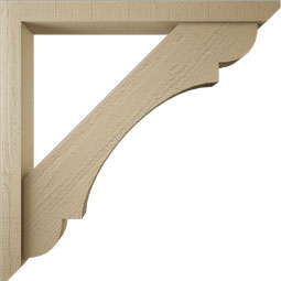 Ekena Millwork - BKTUR0352X34X34OLY06RCPR - Timberthane Faux Wood Olympic Style Bracket w/ Offset Brace, Slat Ends, 3 1/2"W x 34"D x 34"H, Primed Tan