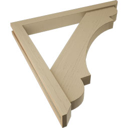 Ekena Millwork - BKTUR0352X34X34OLY06RCPR - Timberthane Faux Wood Olympic Style Bracket w/ Offset Brace, Slat Ends, 3 1/2"W x 34"D x 34"H, Primed Tan
