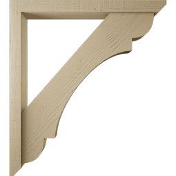 Ekena Millwork - BKTUR0352X34X38OLY06RCPR - Timberthane Faux Wood Olympic Style Bracket w/ Offset Brace, Slat Ends, 3 1/2"W x 34"D x 38"H, Primed Tan