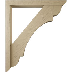 Ekena Millwork - BKTUR0352X34X40OLY06RCPR - Timberthane Faux Wood Olympic Style Bracket w/ Offset Brace, Slat Ends, 3 1/2"W x 34"D x 40"H, Primed Tan