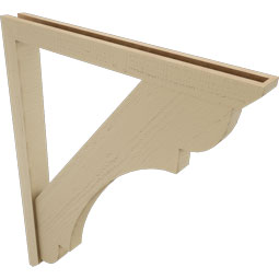 Ekena Millwork - BKTUR0352X34X42OLY06RCPR - Timberthane Faux Wood Olympic Style Bracket w/ Offset Brace, Slat Ends, 3 1/2"W x 34"D x 42"H, Primed Tan